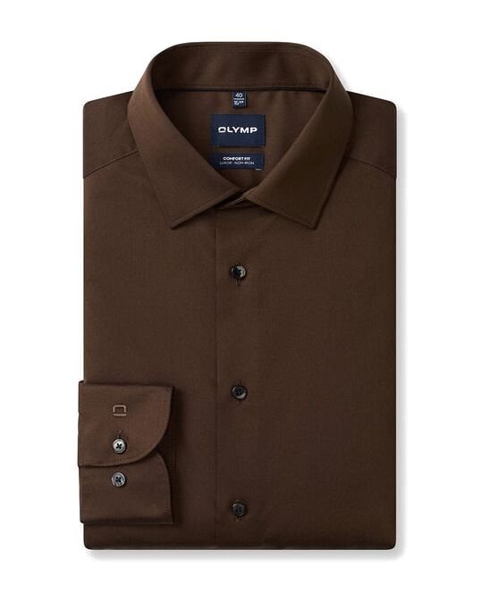OLYMP Luxor – marškiniai · comfort fit · new kent, tamsiai ruda, katalogo nuotrauka