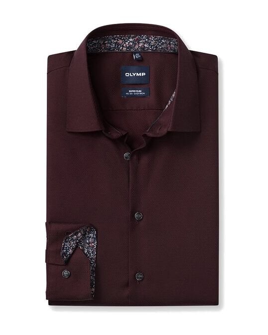 OLYMP No. Six – marškiniai · super slim · kent, bordo, katalogo nuotrauka