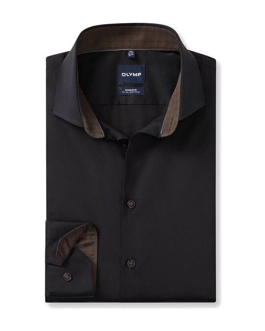 OLYMP No. Six – marškiniai · super slim · royal kent, juoda, katalogo nuotrauka